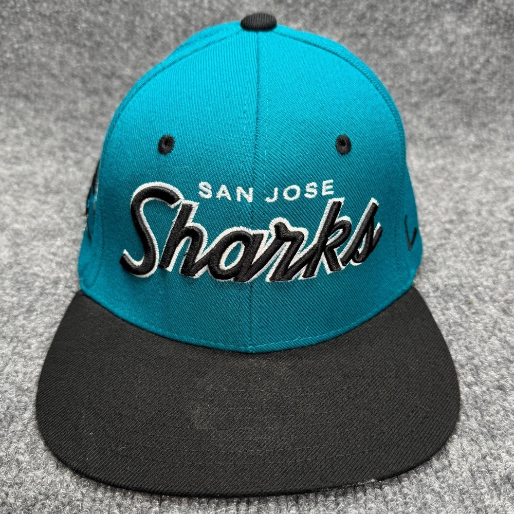 San Jose Sharks Zephyr Hat Mens OSFA Teal Black Snapback NHL Hockey Retro
